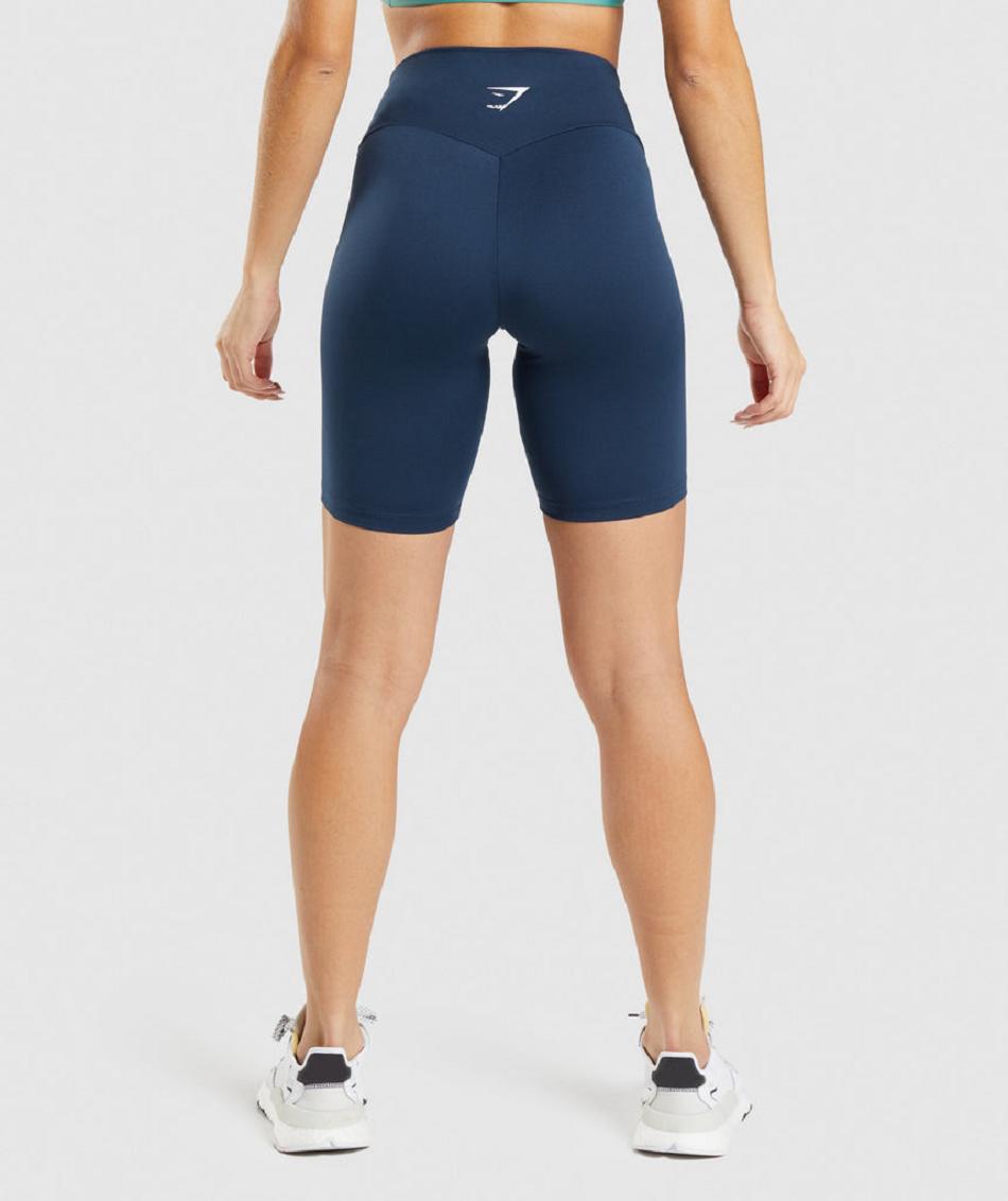 Szorty Damskie Gymshark Treningowe Cycling Granatowe | PL 2386OKI